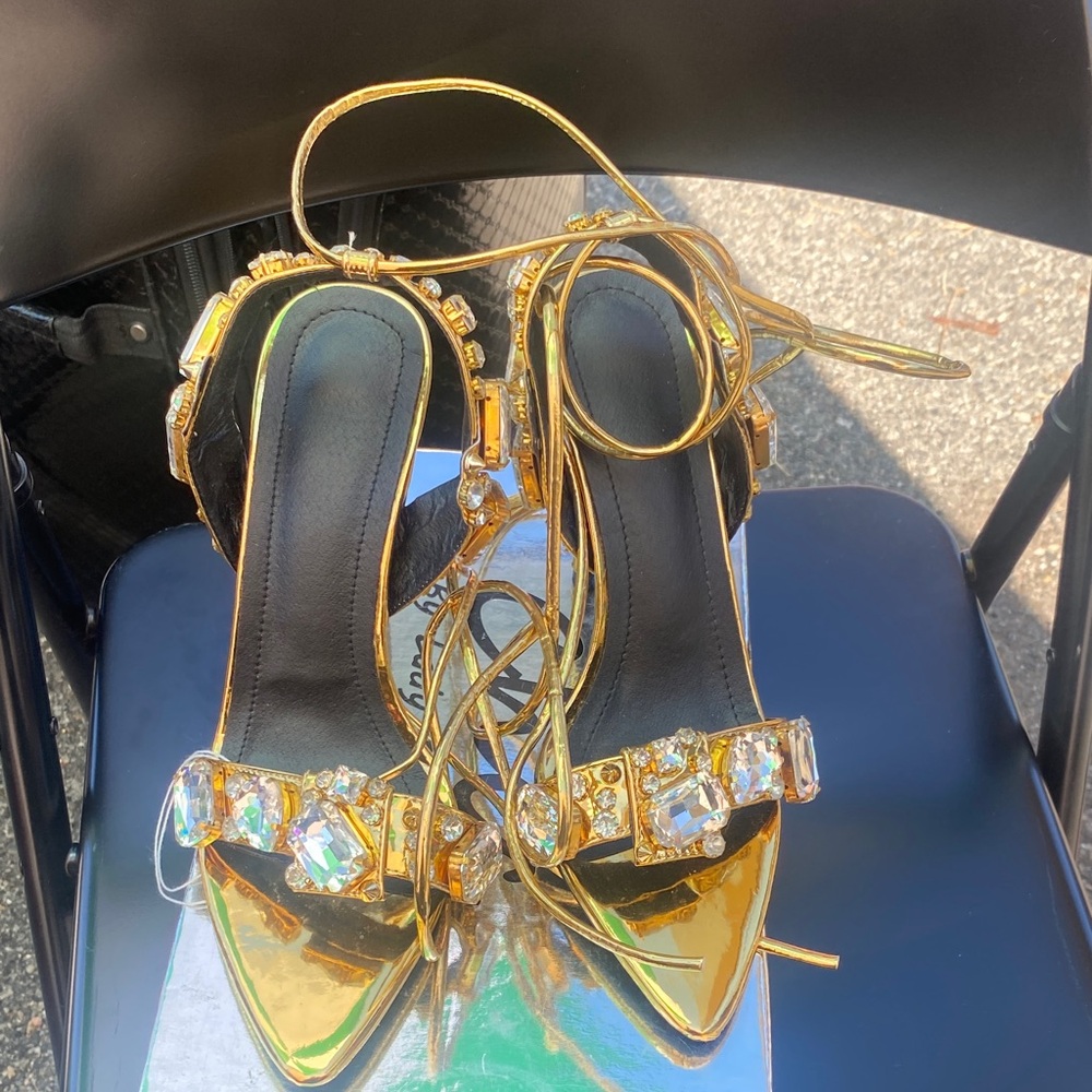 Affordable Fashion Finds Gold Rhinestone Heels - Picture 8 of 9